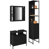 vidaXL Badezimmermöbel-Set 3 pcs Schwarz Eichen-Optik Holzwerkstoff