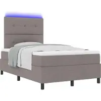 vidaXL Boxspringbett mit LED-Lichtleisten Taupe 120 x 200 cm Stoff
