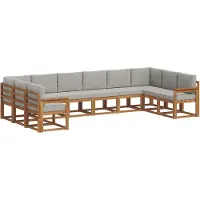 vidaXL Outdoor-Sofagarnitur 10 stk. Natürlich und Hellgrau