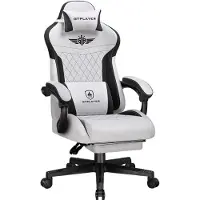 GTPLAYER Gaming Stuhl, Ergonomischer Gamer Stuhl aus Stoff mit Lendenwirbelstütze, PC-Stuhl mit verbreiterter Rückenlehne, Belastbar 150 kg, Grau