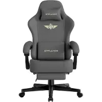 GTPLAYER Gaming Stuhl Ergonomischer Gaming Sessel Schreibtischstuhl Bürostuhl mit Kunstleder Federsitzkissen, Verbindungsarmlehnen, mit Fußstütze