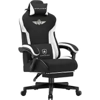 GTPLAYER Gaming Stuhl, Ergonomischer Gamer Stuhl aus Stoff mit Lendenwirbelstütze, PC-Stuhl mit verbreiterter Rückenlehne, Belastbar bis 150 kg, BLK