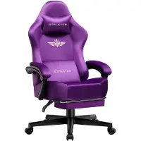 GTPLAYER Gaming Stuhl Ergonomischer Gaming Sessel Schreibtischstuhl Bürostuhl mit Stoffoberfläche Federsitzkissen, Verbindungsarmlehnen, mit Fußstütze