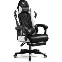 GTPLAYER Gaming-Stuhl Gamer Stuhl, Ergonomischer Bürostuhl mit Fußstütze, Gaming Sessel 150 kg Belastbarkeit, Kopfstütze und Lendenstütze weiß