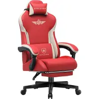 GTPLAYER Gaming Stuhl, Ergonomischer Gamer Stuhl aus Kunstleder mit Lendenwirbelstütze, PC-Stuhl mit verbreiterter Rückenlehne, Belastbar bis 150 kg,