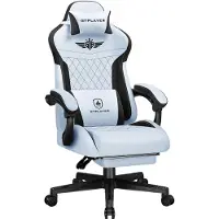 GTPLAYER Gaming Stuhl, Ergonomischer Gamer Stuhl aus Hochwertiger Flanell mit Lendenwirbelstütze, PC-Stuhl mit verbreiterter Rückenlehne, 150 KG