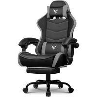 GTPLAYER Gaming Stuhl Bürostuhl Ergonomischer, Gaming Chair mit Fußstütze, verstellbare Kopfstütze und Lendenwirbelstütze, Gaming Sessel, Grau