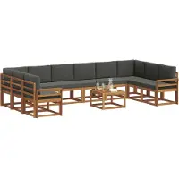 vidaXL Outdoor-Sofagarnitur 11 stk. Natur und Anthrazit