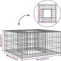 vidaXL Gabionen Hochbeet 80 x 80 x 40 cm Verzinkter Stahl Silber