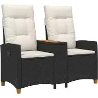 vidaXL Liegebank mit Tisch Schwarz und Cremeweiß 126 x 65 x 112 cm