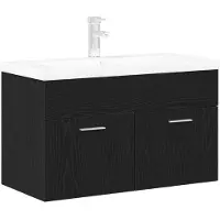 vidaXL Badezimmerschrank Schwarz Eichen-Optik 90 x 38,5 x 46 cm