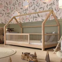 Crazy Pine Hausbett 190x90 cm – Montessori Kinderbett aus stabilem massivem Kiefernholz – Sicheres Kinderbett, Skandinavisches Design – Crazy Folly