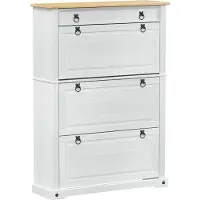 vidaXL Schuhschrank Corona Weiß 99 x 32 x 138 cm Massives Kiefernholz
