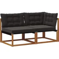 vidaXL Outdoor Mittel- und Ecksofa mit Kissen 7 Stück Natur