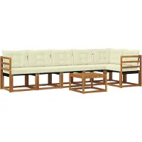 vidaXL Outdoor-Sofagarnitur mit Kissen 7 pcs Natur und Creme