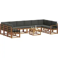vidaXL Outdoor-Sofagarnitur mit Kissen 11 pcs Natur und Anthrazit