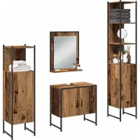 vidaXL Badezimmermöbel Set mit Speicher 4 pcs Braun 33 x 33 x 185.5 cm