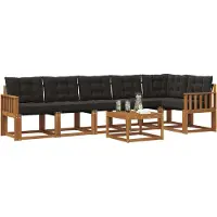 vidaXL Outdoor-Sofagarnitur 7 stk. Natürlich und Schwarz