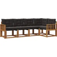vidaXL Outdoor-Sofagarnitur 5 stk. Natürlich und Schwarz