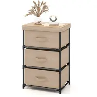 Coast Nachttisch - Mit 3 klappbaren Stoffschubladen - 40 x 30 x 62 cm - Kaffeebraun