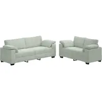vidaXL 2-teiliges Sofa-Set mit Kissen, hellgrauer Samt