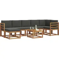 vidaXL Outdoor-Sofagarnitur mit Kissen 8 pcs Natur und Anthrazit