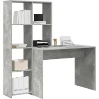 vidaXL Schreibtisch Beton Grau Holzwerkstoff 138,5 x 55 x 143 cm