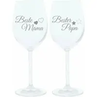 Glaskoch B. Koch jr. GmbH + Co. KG Leonardo Weinglas 400 ml, 2er Set, Beste Mama, Bester Papa, Stimmungsglas mit lustiger Gravur, Moodglas, 22 cm