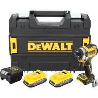 DeWalt DCF 860 E2T Akku Schlagschrauber 18 V 282 Nm 1/4" Brushless + 2x Powerstack Akku 1,7 Ah + Ladegerät + TSTAK