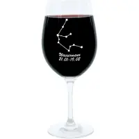 Glaskoch B. Koch jr. GmbH + Co. KG Leonardo Weinglas 400 ml, Motivglas, Sternbild Wassermann, Geschenk, Stimmungsglas mit Gravur, Moodglas, 22 cm