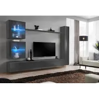 AEA Luxus Komplett Wohnwand Grau Möbel Designer Set Einrichtung Sideboard Modern