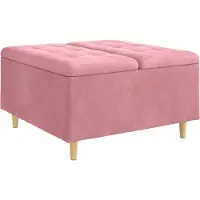 vidaXL Aufbewahrungsottomane mit Kissen Rosa 80 x 80 x 45 cm Samt