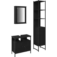 vidaXL Badezimmermöbel-Set 3 stk. Schwarz Eichen-Optik