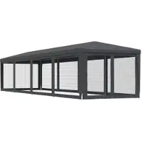 Syfax Partyzelt mit 10 Mesh-Seitenwänden Anthrazit 3x12 m HDPE