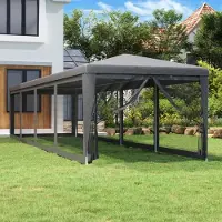 vidaXL Möbel Partyzelt mit 10 Mesh-Seitenwänden Anthrazit 3x12 m HDPE - Pavillons & Partyzelte &29777