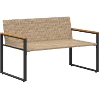 vidaXL Bank mit Kissen Beige und Cremeweiß 115 x 65 x 72 cm Rattan