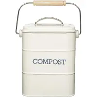 Kitchencraft Komposteimer Creme - Stahl - Langlebig - Praktisch - Kompostkübel - | Living Nostalgia