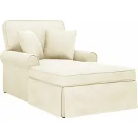 vidaXL Chaise Lounge mit Rock mit Kissen 3 pcs Creme Cordstoff