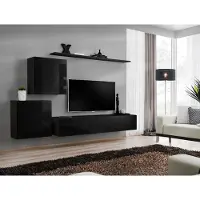Xl Moebel Gmbh Wohnwand Wohnzimmer Set Schwarz Sideboard Wandregale 4tlg Set Wandschrank
