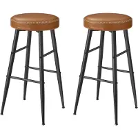 Vasagle Barhocker 2er Set Kunstleder Mid-Century Karamellbraun Tall