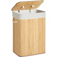 Songmics Bambus-Wäschekorb - Schmutzwäscheaufbewahrung - 72 L - 40 x 30 x 60 cm - Beige