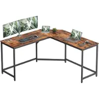 Vasagle Eck-Schreibtisch, L-förmiger Computertisch, 149 x 149 x 76 cm, platzsparendes Büro, Home Office, Gaming, Vintage-Braun und Tintenschwarz LWD73X