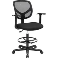 Songmics OBN25BK, Gepolsterter Sitz, Netz-Rückenlehne, Schwarz, Schwarz, Stoff, Schaum, Polyester, Holz, Netz, Polyester, Polypropylen