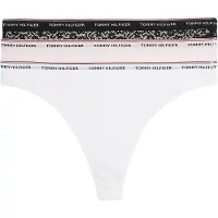 Tommy Hilfiger PREMIUM ESSENTIALS 3er-Pack String-Tangas mit Spitze (Große Größen) Schwarz/Weiß/Hellrosa XL