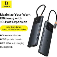 Baseus Metal Gleam II Series 10v1 USB-C HUB Dokovací Stanice Cosmic Black