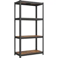 Songmics Regal, 40 x 80 x 160 cm, 520 kg Tragfähigkeit (130 kg pro Brett), Industrie, Einstellbare Lagerregale, für Wohnzimmer, Küche, Garage, rustikales Braun und Schwarz GLR044B11