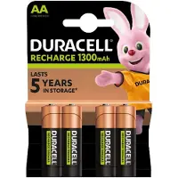 Duracell 4 LR06 1300mAh, Wiederaufladbarer Akku, Nickel-Metallhydrid (NiMH), 1,2 V, 4 Stück(e), 1300 mAh, Mehrfarbig