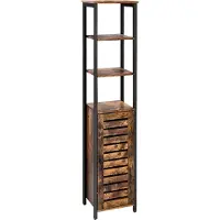 Vasagle Hochschrank, schmaler Küchenschrank mit 3 Etagen und Vitrine, hoher Sideboard im Industrie-Design, für Wohnzimmer, Schlafzimmer, Flur, 37 x 30 x 167 cm, Vintage, LSC37BX