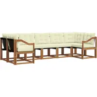 vidaXL Outdoor-Sofagarnitur mit Kissen 7 pcs Natur und Creme