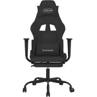 vidaXL Gaming-Stuhl mit Fußstütze Schwarz Stoff
